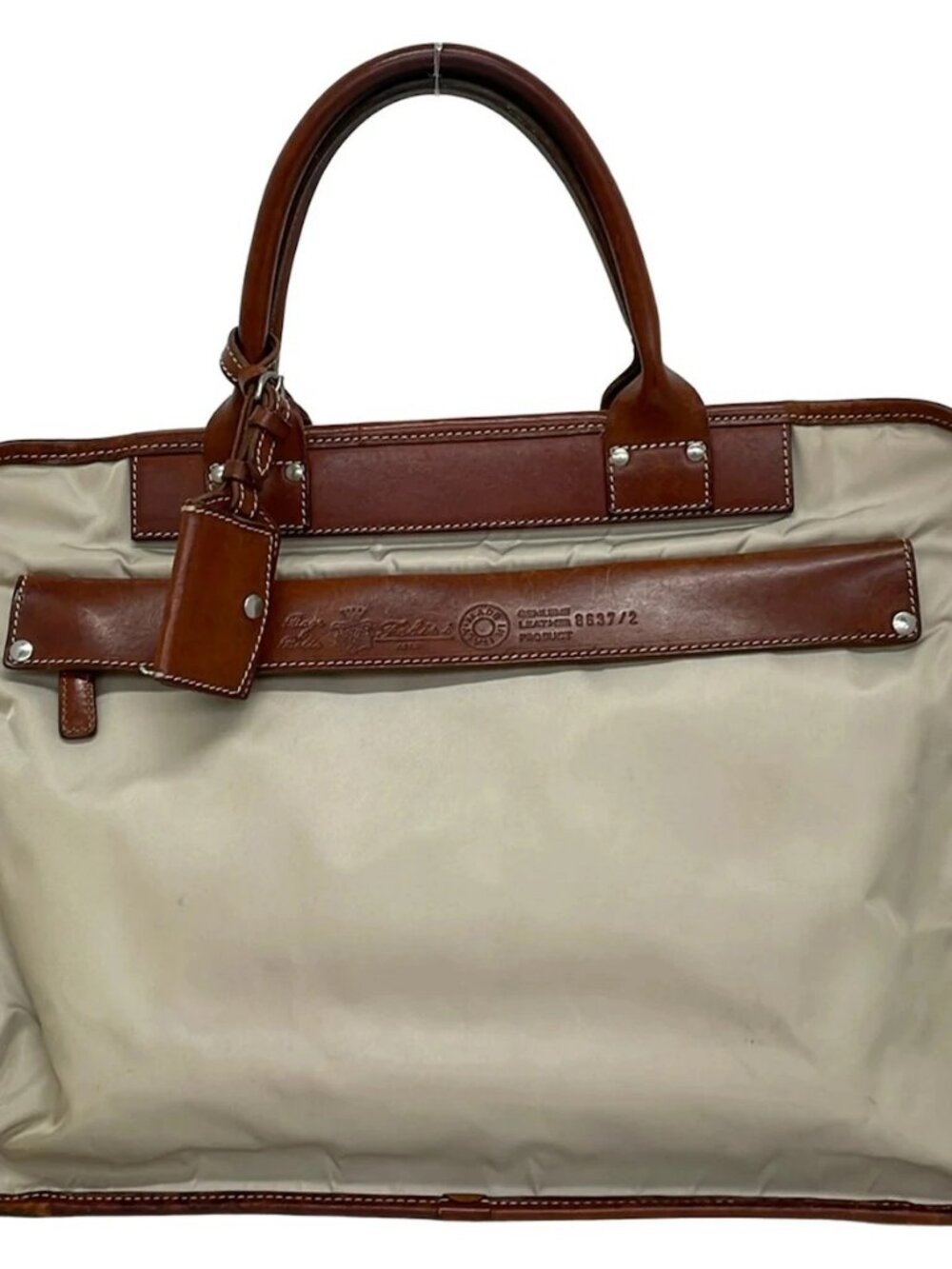 Felisi Feb-37 Beige Brown Nylon Leather Business Bag
